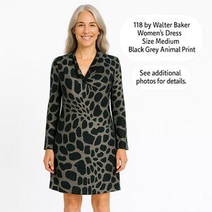 W118 by Walter Baker Dress Size M Black/Grey Animal Print